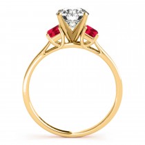 Trio Emerald Cut Ruby Engagement Ring 18k Yellow Gold (0.30ct)