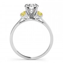 Trio Emerald Cut Yellow Diamond Engagement Ring Palladium (0.30ct)