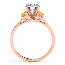 Trio Emerald Cut Yellow Sapphire Engagement Ring 14k Rose Gold (0.30ct)