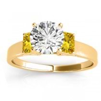Trio Emerald Cut Yellow Sapphire Engagement Ring 14k Yellow Gold (0.30ct)
