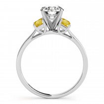 Trio Emerald Cut Yellow Sapphire Engagement Ring 18k White Gold (0.30ct)