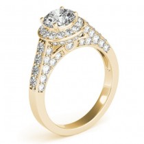 Round Diamond Halo Engagement Ring 14K Yellow Gold (1.15ct)