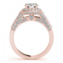 Diamond Accented Halo Engagement Ring Setting 14K Rose Gold (0.65ct)