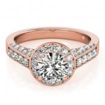 Diamond Accented Halo Engagement Ring Setting 14K Rose Gold (0.65ct)