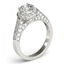 Diamond Accented Halo Engagement Ring Setting 14K White Gold (0.65ct)