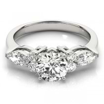 Diamond Marquise Accented Engagement Ring 14k White Gold 0.66ct