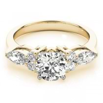Diamond Marquise Accented Engagement Ring 14k Yellow Gold 0.66ct