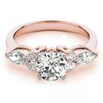 Diamond Marquise Accented Engagement Ring 18k Rose Gold 0.66ct