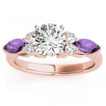 Amethyst Marquise Accented Engagement Ring 18k Rose Gold .66ct