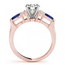 Blue Sapphire Marquise Accented Engagement Ring 14k Rose Gold .66ct