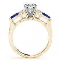 Blue Sapphire Marquise Accented Engagement Ring 14k Yellow Gold .66ct