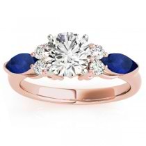Blue Sapphire Marquise Accented Engagement Ring 18k Rose Gold .66ct