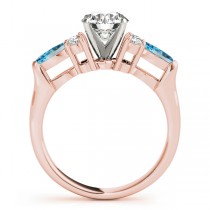 Blue Topaz Marquise Accented Engagement Ring 14k Rose Gold .66ct