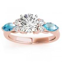 Blue Topaz Marquise Accented Engagement Ring 18k Rose Gold .66ct