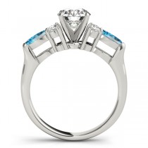 Blue Topaz Marquise Accented Engagement Ring 18k White Gold .66ct