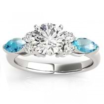 Blue Topaz Marquise Accented Engagement Ring Palladium .66ct