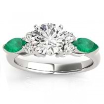 Emerald Marquise Accented Engagement Ring 18k White Gold .66ct