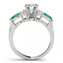 Emerald Marquise Accented Engagement Ring 18k White Gold .66ct