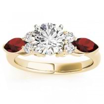 Garnet Marquise Accented Engagement Ring 18k Yellow Gold .66ct