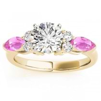 Pink Sapphire Marquise Accented Engagement Ring 14k Yellow Gold .66ct