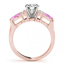 Pink Sapphire Marquise Accented Engagement Ring 18k Rose Gold .66ct