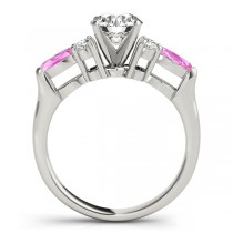 Pink Sapphire Marquise Accented Engagement Ring 18k White Gold .66ct