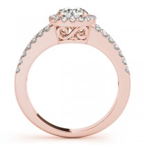 Split Shank Halo Diamond Engagement Ring Setting 14k Rose Gold 0.60ct