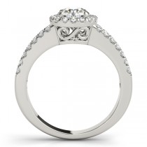 Split Shank Halo Diamond Engagement Ring Setting 18k White Gold 0.60ct