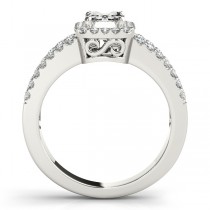 Emerald Cut Diamond Engagement Ring, Split Shank 14k White Gold 1.52ct