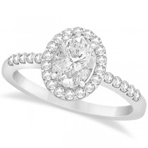 Oval Diamond Halo Semi Eternity Bridal Set in 14k White Gold (0.88ct)