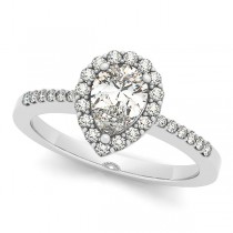 Pear Diamond Halo Engagement Ring with Accents 14k White Gold 1.20
