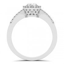 Pear Diamond Halo Engagement Ring with Accents 14k White Gold 1.20
