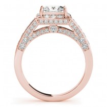 Princess Cut Diamond Halo Engagement Ring 14K Rose Gold (2.19ct)