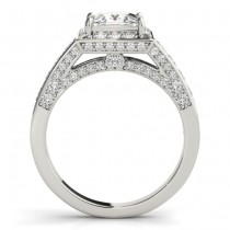 Princess Cut Diamond Halo Engagement Ring 14K White Gold (2.19ct)