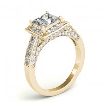 Princess Cut Diamond Halo Engagement Ring 14K Yellow Gold (2.19ct)