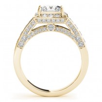 Princess Cut Diamond Halo Engagement Ring 18K Yellow Gold (2.19ct)