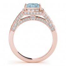 Princess Aquamarine & Diamond Engagement Ring 18K Rose Gold (2.25ct)