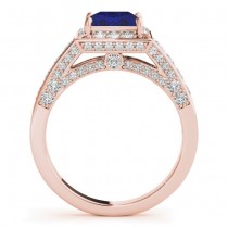 Princess Blue Sapphire & Diamond Engagement Ring 14K Rose Gold (2.25ct)