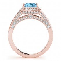 Princess Blue Topaz & Diamond Engagement Ring 14K Rose Gold (2.25ct)