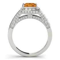 Princess Citrine & Diamond Engagement Ring 14K White Gold (2.25ct)