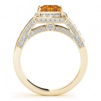 Princess Citrine & Diamond Engagement Ring 14K Yellow Gold (2.25ct)