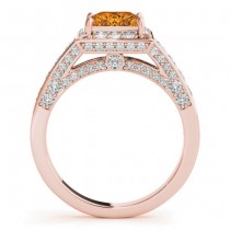 Princess Citrine & Diamond Engagement Ring 18K Rose Gold (2.25ct)