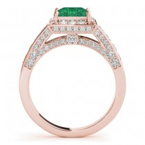 Princess Emerald & Diamond Engagement Ring 14K Rose Gold (2.25ct)