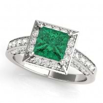 Princess Emerald & Diamond Engagement Ring Platinum (2.25ct)