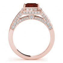 Princess Garnet & Diamond Engagement Ring 18K Rose Gold (2.20ct)