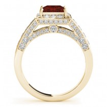 Princess Garnet & Diamond Engagement Ring 18K Yellow Gold (2.20ct)