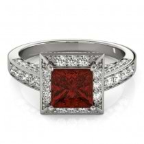 Princess Garnet & Diamond Engagement Ring Palladium (2.20ct)