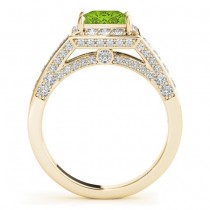 Princess Peridot & Diamond Engagement Ring 18K Yellow Gold (2.20ct)