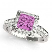 Princess Pink Sapphire & Diamond Engagement Ring Palladium (2.25ct)