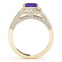 Princess Tanzanite & Diamond Engagement Ring 14K Yellow Gold (2.25ct)